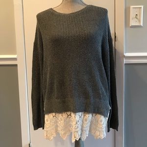 Sweater with Lace Trim